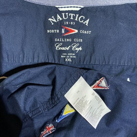 Vintage 90s Y2K Nautica Embroidered Sailing Club Casual Button Down Shirt - Picture 9 of 13